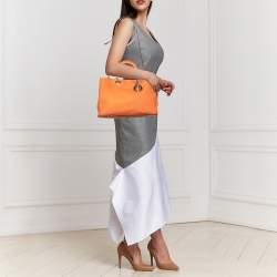 Pre Owned Dior Orange Leather Large Diorissimo Shopper Tote