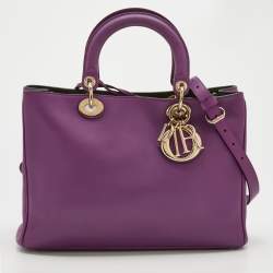 Pre Owned Dior Purple Leather Medium Diorissimo Tote