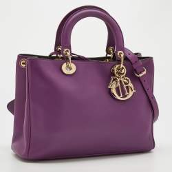 Pre Owned Dior Purple Leather Medium Diorissimo Tote