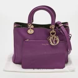 Pre Owned Dior Purple Leather Medium Diorissimo Tote