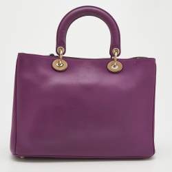 Pre Owned Dior Purple Leather Medium Diorissimo Tote