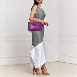 Pre Owned Dior Purple Leather Medium Diorissimo Tote