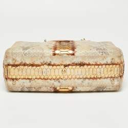 Pre Owned Dior Beige/Gold Python Large Lady Dior Tote