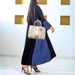 Pre Owned Dior Beige/Gold Python Large Lady Dior Tote