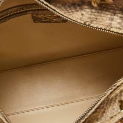 Pre Owned Dior Beige/Gold Python Large Lady Dior Tote