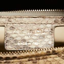 Pre Owned Dior Beige/Gold Python Large Lady Dior Tote
