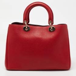 Pre Owned Dior Red Leather Medium Diorissimo Tote