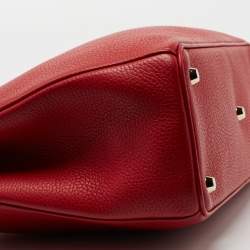 Pre Owned Dior Red Leather Medium Diorissimo Tote