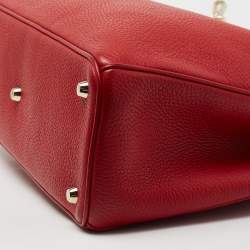 Pre Owned Dior Red Leather Medium Diorissimo Tote