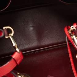 Pre Owned Dior Red Leather Medium Diorissimo Tote