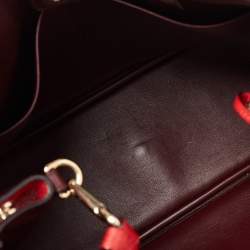 Pre Owned Dior Red Leather Medium Diorissimo Tote