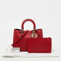 Pre Owned Dior Red Leather Medium Diorissimo Tote