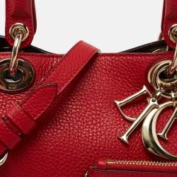 Pre Owned Dior Red Leather Medium Diorissimo Tote