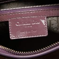 Pre Owned Dior Old Rose Cannage Patent Leather Large Lady Dior Tote