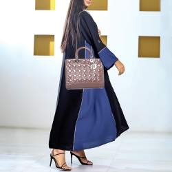 Pre Owned Dior Old Rose Cannage Patent Leather Large Lady Dior Tote