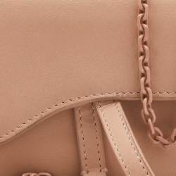 Pre Owned Dior Pink Leather Ultra Matte Nano Saddle Chain Pouch