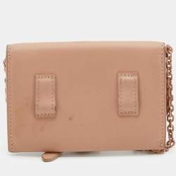 Pre Owned Dior Pink Leather Ultra Matte Nano Saddle Chain Pouch