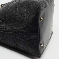 Pre Owned Dior Black Cannage Leather Soft Lady Dior Tote