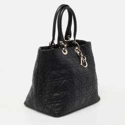 Pre Owned Dior Black Cannage Leather Soft Lady Dior Tote