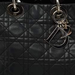 Pre Owned Dior Black Cannage Leather Soft Lady Dior Tote