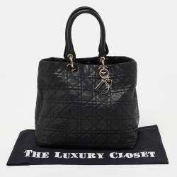 Pre Owned Dior Black Cannage Leather Soft Lady Dior Tote