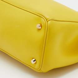 Pre Owned Dior Yellow Leather Medium Diorissimo Shopper Tote