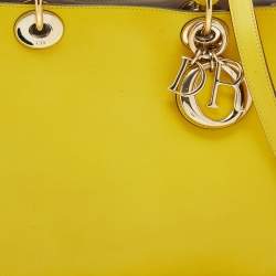 Pre Owned Dior Yellow Leather Medium Diorissimo Shopper Tote