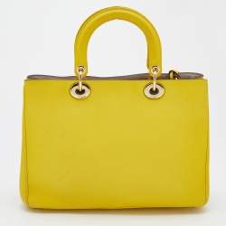 Pre Owned Dior Yellow Leather Medium Diorissimo Shopper Tote