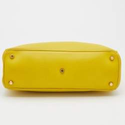 Pre Owned Dior Yellow Leather Medium Diorissimo Shopper Tote