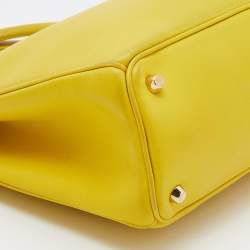Pre Owned Dior Yellow Leather Medium Diorissimo Shopper Tote