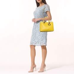 Pre Owned Dior Yellow Leather Medium Diorissimo Shopper Tote