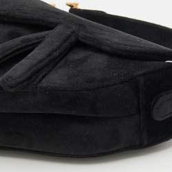 Pre Owned حقيبة سادل ديور ساتان أزرق بشعار الماركة مزخرف بالكريستال ميني 