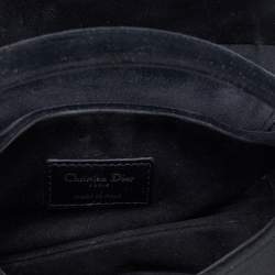 Pre Owned حقيبة سادل ديور ساتان أزرق بشعار الماركة مزخرف بالكريستال ميني 