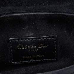 Pre Owned حقيبة سادل ديور ساتان أزرق بشعار الماركة مزخرف بالكريستال ميني 