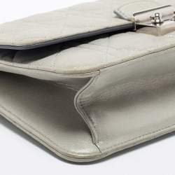 Pre Owned Dior Metallic Silver Leather Miss Dior Promenade Chain Bag