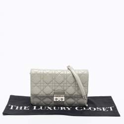 Pre Owned Dior Metallic Silver Leather Miss Dior Promenade Chain Bag