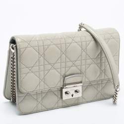 Pre Owned Dior Metallic Silver Leather Miss Dior Promenade Chain Bag
