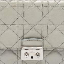 Pre Owned Dior Metallic Silver Leather Miss Dior Promenade Chain Bag