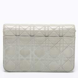 Pre Owned Dior Metallic Silver Leather Miss Dior Promenade Chain Bag