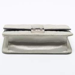 Pre Owned Dior Metallic Silver Leather Miss Dior Promenade Chain Bag