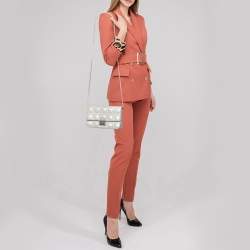 Pre Owned Dior Metallic Silver Leather Miss Dior Promenade Chain Bag