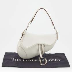 Pre Owned Dior White Leather Saddle Bag