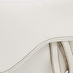 Pre Owned Dior White Leather Saddle Bag