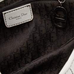 Pre Owned Dior White Leather Saddle Bag
