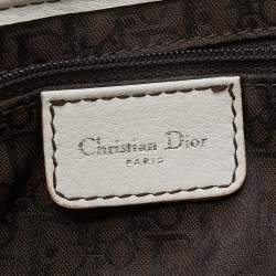 Pre Owned Dior White Leather Saddle Bag