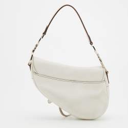 Pre Owned Dior White Leather Saddle Bag