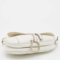 Pre Owned Dior White Leather Saddle Bag
