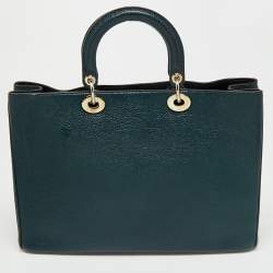 Pre Owned Dior Teal Green Floral Printed Leather Large Diorissimo Shopper Tote