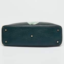 Pre Owned Dior Teal Green Floral Printed Leather Large Diorissimo Shopper Tote