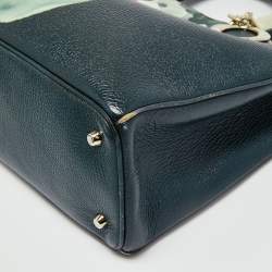 Pre Owned Dior Teal Green Floral Printed Leather Large Diorissimo Shopper Tote